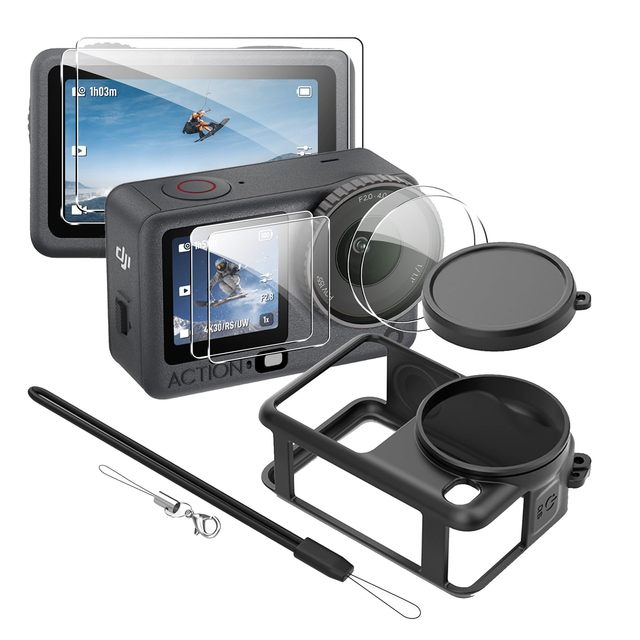 High Quality Silicone Case + Tempered Glass Protective Film + Lens Cover for Osmo Action 6 Camera