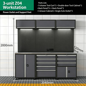 Armoire de rangement pour outils robuste, armoire en acier à double porte avec serrure, étagères réglables pour garage, atelier, réparation automobile - Product Image 6