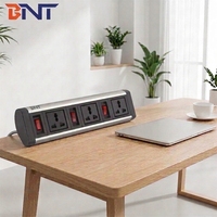 Mesa de conferencias extraíble personalizable BNT con toma de corriente eléctrica negra plateada Toma superior IP44 Nivel 3 Salidas de CA 2 puertos USB a
