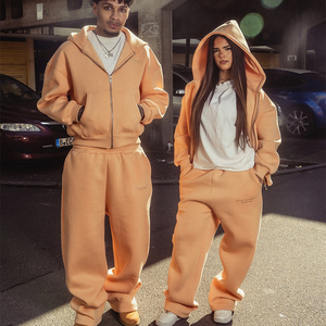 Fleece Oversized Sweat Suit XL Baggy Hoodie Set With Embroidered Fitness Sports Plain <strong>Tracksuit</strong> Breathable And Washed Technics - Product Image 4