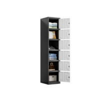 Casier en acier noir et blanc à six compartiments, armoire de rangement métallique pour employés, pour usine, dortoir et centre de remise en forme