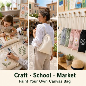Bolsa de Lona de Algodón con Cordón Personalizada, Bolsa con Cordón DIY en Blanco, Mochila Ecológica Reutilizable OEM, Venta al por Mayor Directa de Fábrica, MOQ - Product Image 4