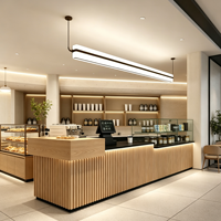 Comptoir de caisse vintage pour boulangerie, comptoir de réception personnalisé avec vitrine, comptoir d'angle pour café