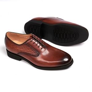 High Quality Custom Men's Oxford Lace-up <b>Flat</b> Dress Shoes Top Layer Genuine Leather Luxury Anti-Slip Formal Wedding Shoes Spring - Product Image 5