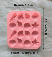 Moule en silicone marin à 16 cavités, forme coquillage, étoile de mer, conque, pour bonbons, chocolat, pudding, décoration de gâteaux, pâtisserie