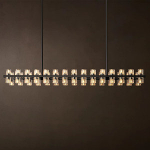 Fashion American Hotel Dining Room Light Fixture Luxury Black Led Chandelier Modern Rectangle Kitchen Island Brass Chandelier - Product Image 4