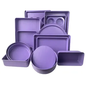 Plaques à biscuits antiadhésives les plus populaires Ensemble de plaques à pâtisserie violettes en gros