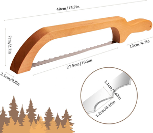 <span class=keywords><strong>Cuchillo</strong></span> de Pan Profesional de Madera para Panaderos, <span class=keywords><strong>Cuchillo</strong></span> de Pan Serrado de Acero Inoxidable con Mango de Madera en Forma de Arco - Product Image 3