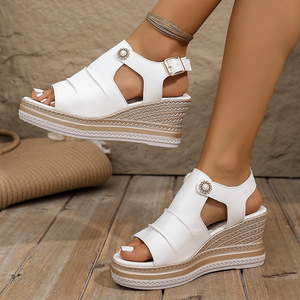 Women New Fish Mouth Wedge <b>Sandals</b> European and American Summer Thick Sole Platform Roman <b>Sandals</b> - Product Image 3