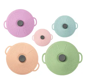 Couvercles en silicone pour le stockage des aliments Couvercle de stockage des aliments à micro-ondes à succion réutilisable Poignée de qualité alimentaire pour tasses, bols, assiettes, pots