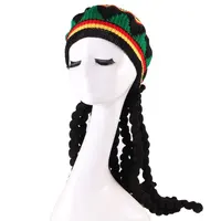 Шапка Rasta с замком страха, парик из длинных черных волос, аксессуар для костюма, шляпы Ямайки, готов к отправке