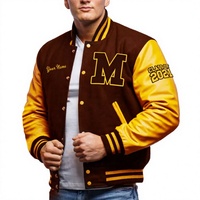 Blouson universitaire vintage personnalisable pour homme en laine chenille, avec coque en cuir véritable, coupe-vent, respirant, brodé, style Letterman