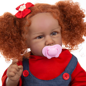Muñecas Bebé Reborn <span class=keywords><strong>de</strong></span> Pelo Rojo Hechas a Mano <span class=keywords><strong>de</strong></span> 57 CM, Muñecas <span class=keywords><strong>de</strong></span> <span class=keywords><strong>Silicona</strong></span> Completa, Bebé Africano Recién Nacido, Juguetes en <span class=keywords><strong>Miniatura</strong></span> <span class=keywords><strong>de</strong></span> <span class=keywords><strong>Silicona</strong></span>, Regalos <span class=keywords><strong>de</strong></span> Navidad y Cumpleaños para Niños - Product Image 3
