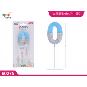 Candela Numero 0 Blu Grande da 7 Pollici Peiyong con Glitter e Motivo 'Buon Compleanno' per Decorazioni Festa, Pasqua, Capodanno Modello 60275 - Product Image 1