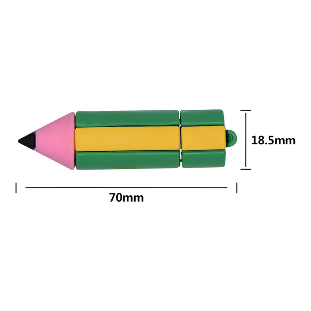 Pencil Shape Cartoon Pendrive Usb 2.0 Flash Drive 128GB 64GB 32GB 16GB 8GB 4GB Pen Drive Waterproof U Disk Memoria Sticks