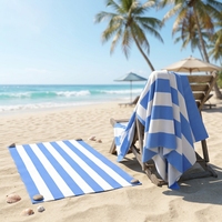 Serviette de Bain Luxe Moderne Personnalisée à Rayures en Microfibre Séchage Rapide Anti-Sable Écologique Portable Toutes Saisons pour la Plage