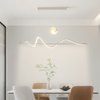 Lustre moderne linéaire en forme d'anneau pour salle à manger, décoration intérieure, salon, bar, en aluminium et acrylique, luminaire suspendu LED à intensité variable