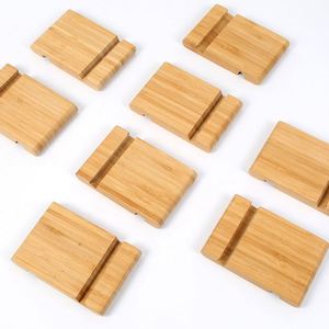 Bamboo Phone Stand Holder - Eco-Friendly Desk Cell Phone Mount for Hands-Free Viewing & Promotional <b>Gifts</b> - Product Image 3