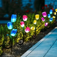 Lampes solaires LED décoratives pour jardin, fleurs de tulipes, étanches, pour patio, cour, clôture, pelouse, allée
