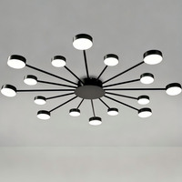 Plafonnier LED nordique moderne, luminaire de plafond radiant avec éclairage réglable en trois couleurs pour salon et chambre à coucher