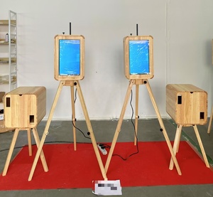 Đôi hai mặt cổ điển bằng gỗ Photo Booth với giống hệt nhau máy in đứng bằng gỗ <span class=keywords><strong>DSLR</strong></span> gương với Godox ánh sáng đèn flash - Product Image 5