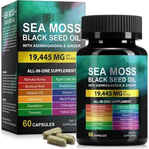 Natuurlijke Zeewier Gezondheidscapsules Met Zwarte Zaadolie Voor Volwassenen, Maar Niet Voor Kinderen Of Zwangere Vrouwen - Product Image 1