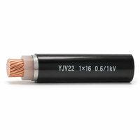 Câble d'alimentation YJV22 1*16mm2 à conducteur en cuivre, isolation XLPE, blindage en ruban d'acier, gaine en PVC, 0.6/1kV, prix usine