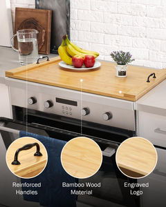 Planche à découper avec couvercle de cuisinière en bambou avec poignées - 30 x 22 pouces, <span class=keywords><strong>protection</strong></span> multifonctionnelle pour cuisinières électriques et à gaz, comptoir de camping-car - Product Image 5