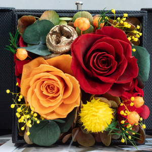 Boîte cadeau de fleurs éternelles de qualité supérieure, boîte à bijoux à double porte avec tiroir pour roses, cadeau pour la Saint-Valentin, cadeau pour la fête des mères - Product Image 1