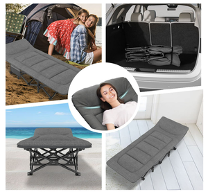BENOY Lightweight Portable Single Extra Camping Beach Guest Small Cot Metal <b>Mattress</b> Inside Folding Bed in Stock PFB-01 Camping - Product Image 6