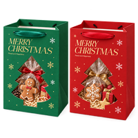 Sacs en papier de Noël en gros avec logo, sacs cadeaux en carton blanc avec fenêtre en PVC, imprimés sur mesure pour l'emballage des fêtes