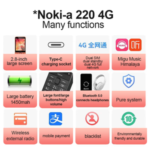 Originale Noki-un 220 4G Feature Phone 2.8 pollici Bluetooth Radio FM 1450mAh Bettery Dual SIM pulsante di telefonia Mobile tipo-C porta - Product Image 6