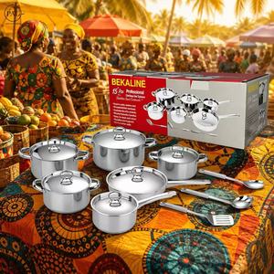 Juego de Utensilios de Cocina de Acero Inoxidable Clásico de 15 Piezas con Tapa, Ecológico y Fácil de Limpiar, Olla, Cacerola, Sartén para Cocina - Product Image 2
