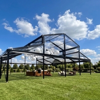 Grande Tente de Réception de Luxe en Aluminium avec Mur en Verre Transparent, Atrium, Orangerie, Salle de Fête, Tentes de Mariage pour 200 Invités