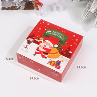 Fsc Boîte Recyclée Impression Personnalisée Joyeux Noël Petit Emballage Cadeau Carré Caramel Biscuit Gâteau Cookie Boîte De Bonbons Avec Sac