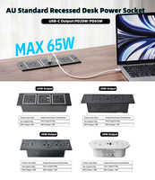 Enchufe de escritorio empotrado AU con 2 tomas de CA y USB PD de 20W, toma oculta para muebles de oficina en el hogar