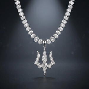 Hip Hop Trident Pendant <b>Necklace</b> Iced Out CZ Tennis Chain Luxury Men <b>Statement</b> Jewelry - Product Image 2