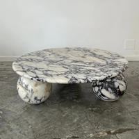 Table basse moderne Newstar en marbre Calacatta Viola, table centrale de luxe en pierre, ronde, blanche, meubles de salon