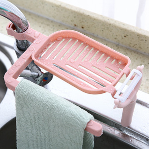 Kitchen Faucet Draining Rack With Tray Plastic Soap Dish Storage Organizer For Sink Multifunctional Modern Design - Product Image 1