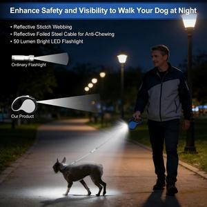 Tali Anjing Retraktil Desain Baru Kustom Pabrik - Lampu LED untuk Latihan Luar Ruangan, Jogging, Tali Hewan Peliharaan Besar - Product Image 5