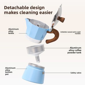 Cafetière Moka Italienne en Aluminium à Valve Unique, <span class=keywords><strong>Design</strong></span> Octogonal Minimaliste, Modèle Européen, Très Vendue à l'International, En Stock - Product Image 2
