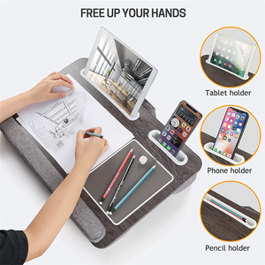 노트북 용 랩 데스크, 베개 쿠션 커버와 휴대용 노트북 랩 데스크, 침대 소파 소파를위한 태블릿 홀더와 노트북 스탠드 - Product Image 4