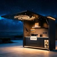 Meuble d'extérieur de luxe pour îlot BBQ, armoire de cuisine intelligente en acier inoxydable 304 avec haut-parleur Bluetooth et LED pour villa et toit
