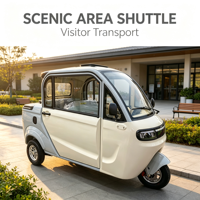 Tricycle électrique familial compact à 3 roues avec cabine scellée, scooter de mobilité électrique à basse vitesse pour adultes