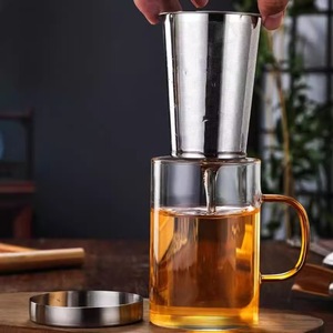 Vente en gros de tasses à thé en verre borosilicate de 400 ml et 500 ml <span class=keywords><strong>avec</strong></span> infuseurs à thé en acier inoxydable et couvercle, tasse à thé <span class=keywords><strong>avec</strong></span> poignée colorée pour la maison - Product Image 2