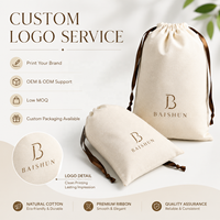 Pochette en coton et lin biodégradable personnalisable avec logo, ruban en satin marron, tailles ajustables pour bijoux et cadeaux – Vente en gros