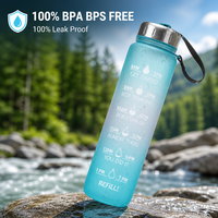 Bouteille d'eau portable en plastique sans BPA, anti-fuite, avec sangle de transport, idéale pour les voyages