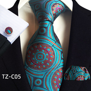 Moda Paisley Designs Mens Tie and Pocket Square Set Gemelos 3PCs Corbata Set para hombres Boda Corbata Pañuelo Accesorios Corbatas - Product Image 2