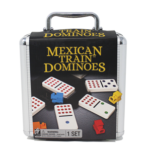 <span class=keywords><strong>Jeu</strong></span> de dominos mexicain dans un étui en aluminium, pour les familles et les enfants de 8 ans et plus - Product Image 1