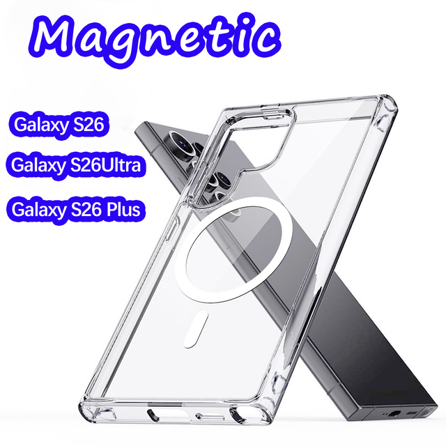 Luxury Transparent TPU+PC Wireless Charging Magnetic Phone Case Shockproof Mobile Cell Phone Case for Sansung S26 Ultra Cover